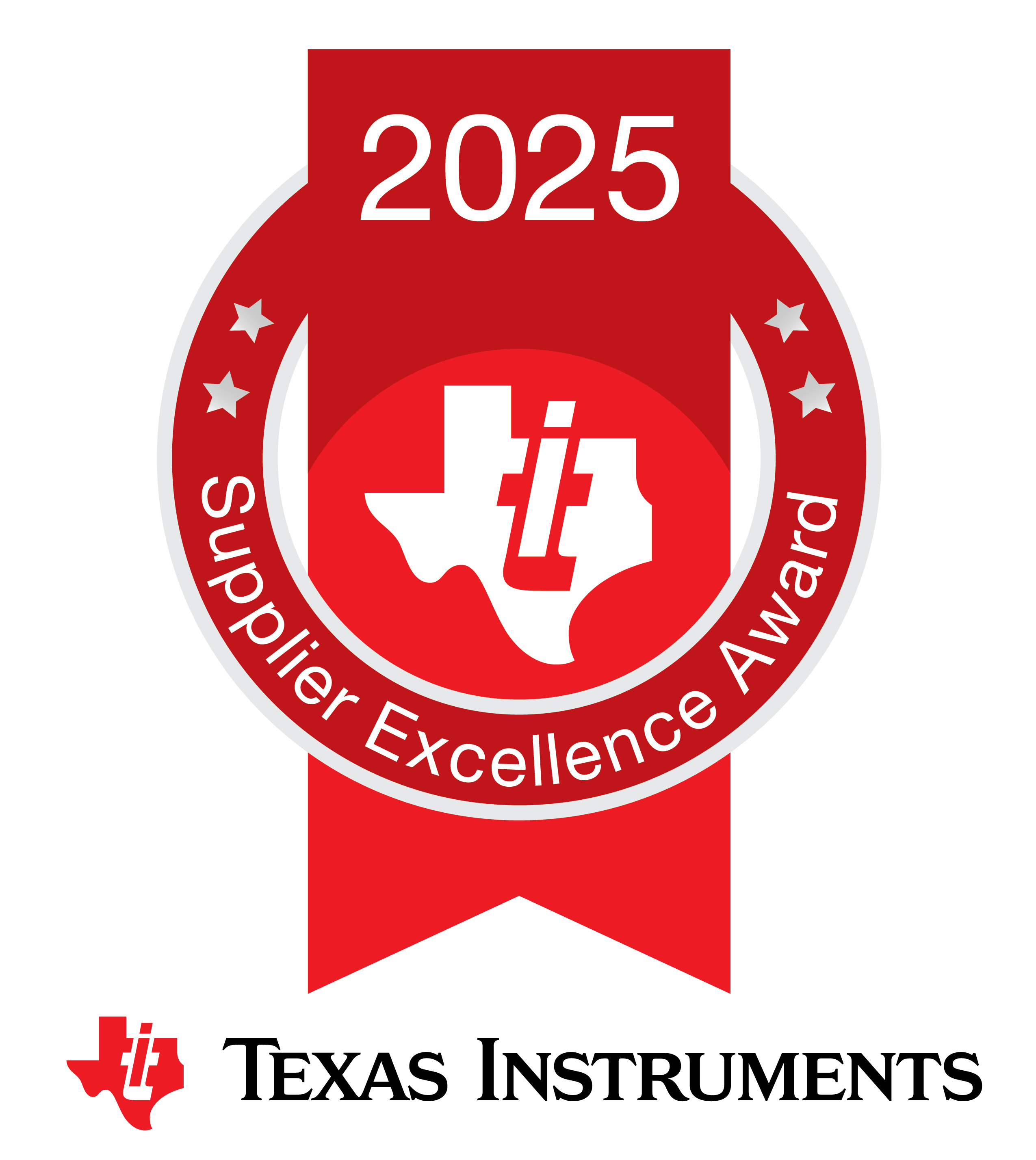 2025 Texas Instruments Supplier Excellence Award badge